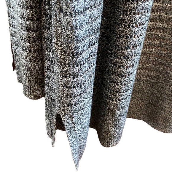 Apt 9 Cardigan Eyelet Sweater Open Front Step Hem Grey Large - Picture 6 of 11